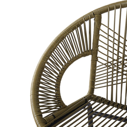 Ferrara Outdoor Patio Green Faux Wicker Barstool, Set of 2