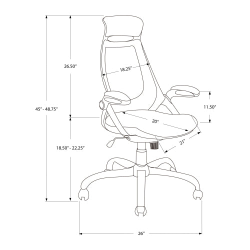 Office Chair, Adjustable Height, Swivel, Ergonomic, Armrests, Computer Desk, Work, Grey Mesh, Chrome Metal, Contemporary, Modern