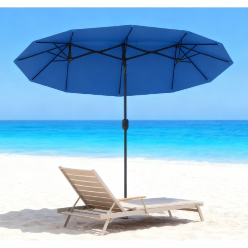 Outdoor Umbrella,Double-sided Patio Umbrella,with Push Button Tilt and Crank,3 Air Vents and 12 Ribs