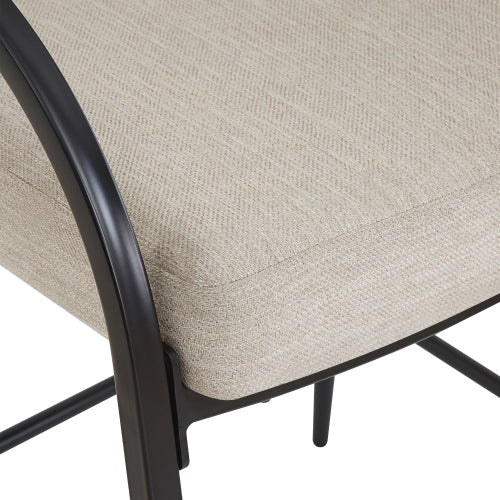 25inch  Seat Height Modern Fabric Bar Stools with Back, Black Metal Frame, Comfortable Counter Stools for Kitchen Island/Dining Room, Set of 2 (Beige)