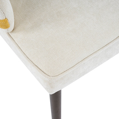 Set of 2 Beige & Yellow Two-Tone Fabric Dining Armchairs, Modern Accent Chairs for Dining Room