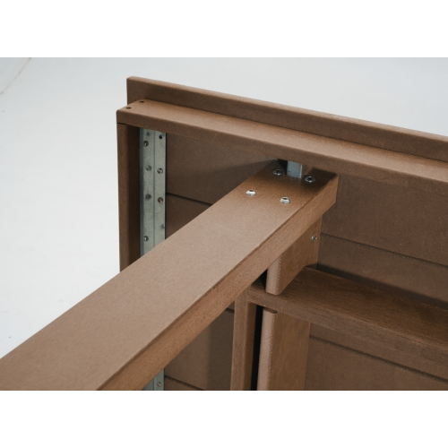 67"HDPE Outdoor Dining & Meeting Table, Weather-Resistant, Seats 6, Space-Saving Chair Slide-In, Brown