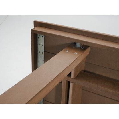 67"HDPE Outdoor Dining & Meeting Table, Weather-Resistant, Seats 6, Space-Saving Chair Slide-In, Brown