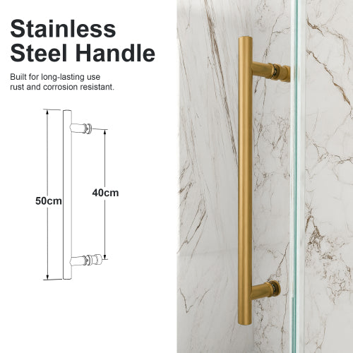 56"-60"W x 72"H Frameless Single Sliding Shower Door – 5/16" (8mm) Clear Tempered Glass, Bypass Design with Brushed Gold Finish
