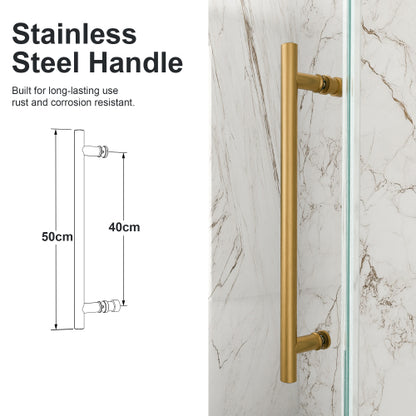 56"-60"W x 72"H Frameless Single Sliding Shower Door – 5/16" (8mm) Clear Tempered Glass, Bypass Design with Brushed Gold Finish