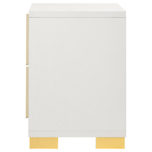 White Art Deco 2-Drawer Nightstand
