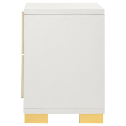White Art Deco 2-Drawer Nightstand
