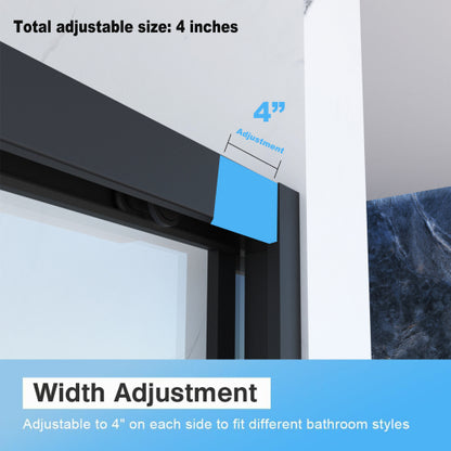 56-60"x70" Aluminum Frame Double Sliding Shower Door,Bypass Bathroom Sliding Door with Premium 5/16" (8mm) Clear Tempered Glass, Black Hardware Sliding Glass Shower Enclosure,Matte Black Finished