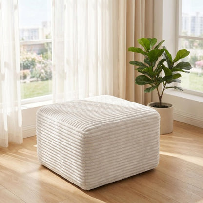 37.5 inch Corduroy Square Upholstered Ottoman, Vacuum Compressed Soft Padded Pet-Friendly Foot Stool for Living Room Bedroom