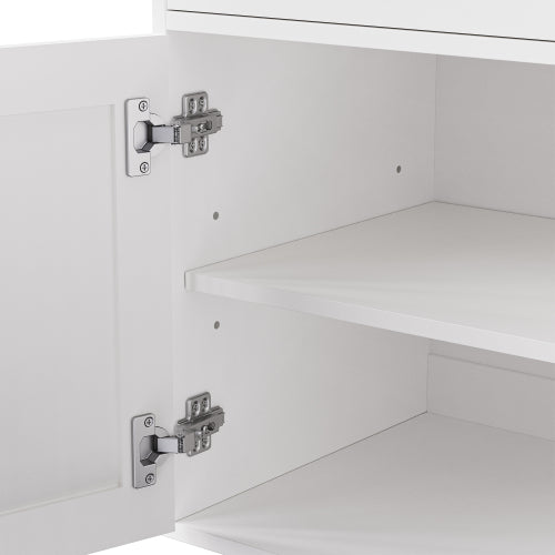Farmhouse Pantry Cabinet with Drawer & Adjustable Shelves White
