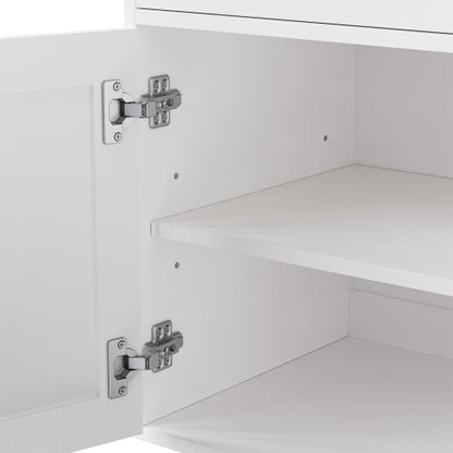 Farmhouse Pantry Cabinet with Drawer & Adjustable Shelves White