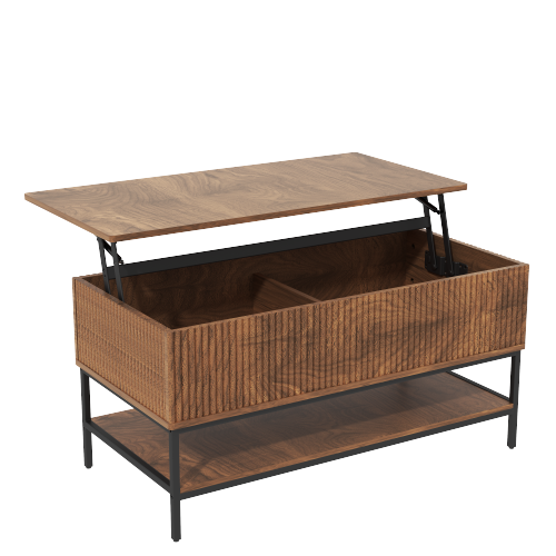 39.4 Inch Farmhouse Lift Top Coffee Table with Storage, Rustic Brown