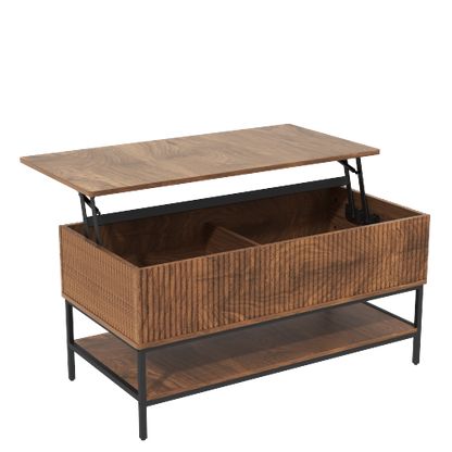 39.4 Inch Farmhouse Lift Top Coffee Table with Storage, Rustic Brown