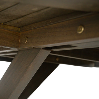 Stanford Outdoor Round Acacia Wood Dining Table with X Base, Gray Finish