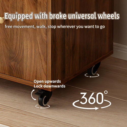 Walnut 5-Tier Rotating Bookshelf with Closed Drawer, Retro Solid Wood Narrow Corner Home Book Organizer
