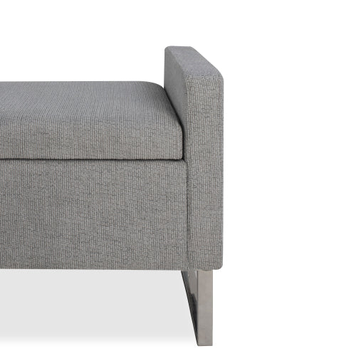 47" Ottoman with Storage,Upholstered Entryway Bench for Bedroom and Living Room,End of Bed Bench with Metal Base, Grey. Modern style