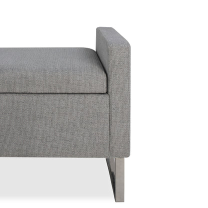 47" Ottoman with Storage,Upholstered Entryway Bench for Bedroom and Living Room,End of Bed Bench with Metal Base, Grey. Modern style