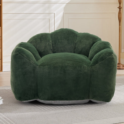 Green Lotus-Style Compressed Adult Bean Bag Sofa with Pull Ring