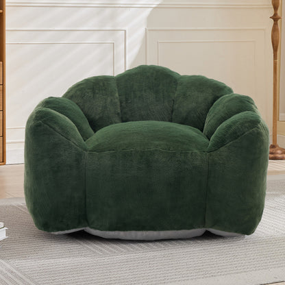 Green Lotus-Style Compressed Adult Bean Bag Sofa with Pull Ring