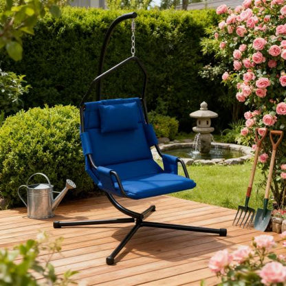 Hanging Swing Chair with Steel Frame,Hammock Chair with Stand andCoating Cushion,for Indoor and Outdoor