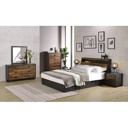 Walnut and Black 6-Drawer Dresser