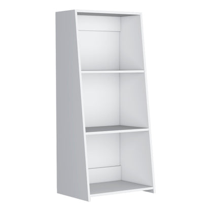 47inch  3-Shelf Bookcase, White Engineered Wood Storage Shelf