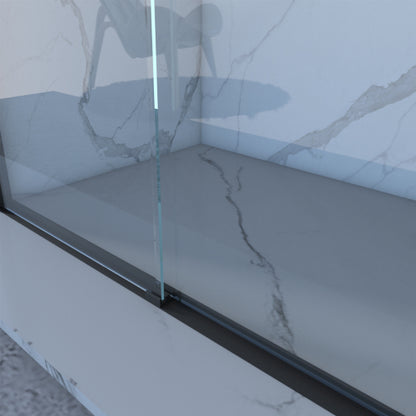 56-60"x70" Aluminum Frame Double Sliding Shower Door,Bypass Bathroom Sliding Door with Premium 5/16" (8mm) Clear Tempered Glass, Black Hardware Sliding Glass Shower Enclosure,Matte Black Finished