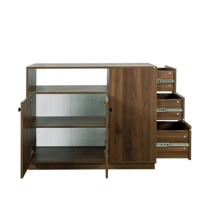 Kitchen Counter Cabinet with Sliding Glass Doors