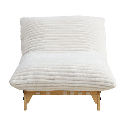 Off-White Armless Corduroy Accent Single Lazy Sofa Chair with Backrest