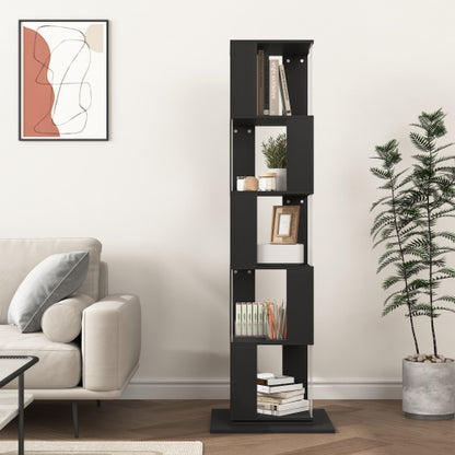 360° Rotating Bookshelf with Acrylic Plate, 5-Tier Tall, Floor Rack Simple Bookcase, Modern Display Shelf for Living Room/Home Office/ Bedroom