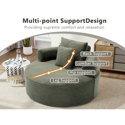 Green Round Memory-Foam Sofa-Bed,Cloud Couch with 3 Pillows