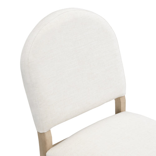 Armless Upholstered Rubberwood Dining Chairs, Set of 2, Beige/Light Ash
