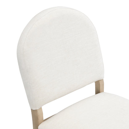 Armless Upholstered Rubberwood Dining Chairs, Set of 2, Beige/Light Ash