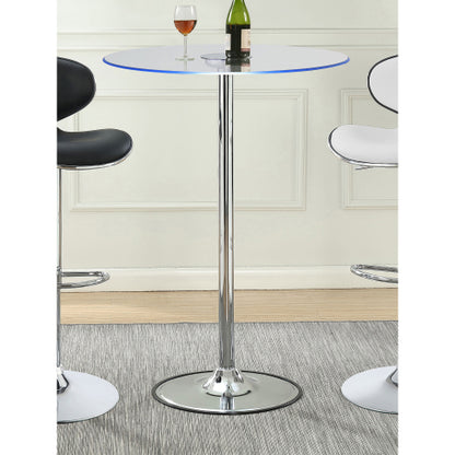 Chrome Glass Top LED Bistro Bar Table