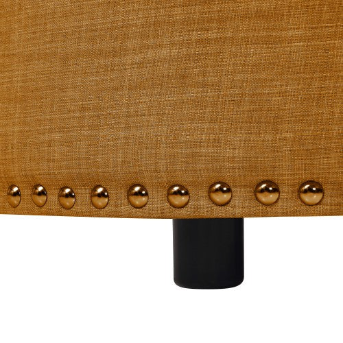 Linen Tufted Storage Ottoman with Nailhead Trim, Multiuse Footrest & Accent Stool for Bedroom Living Room Nursery