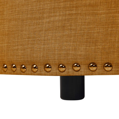 Linen Tufted Storage Ottoman with Nailhead Trim, Multiuse Footrest & Accent Stool for Bedroom Living Room Nursery