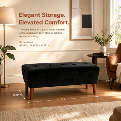 42 inch Linen Ottoman Bench with Wood Legs, Modern Entryway Seat