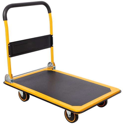 Foldable Platform Truck Push Dolly 330 lb. Weight Capacity Black and Yellow