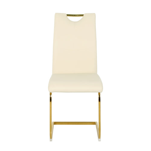 PU Upholstered Dining Chairs with Metal Legs, Set of 2, Light Yellow