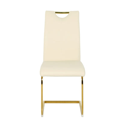 PU Upholstered Dining Chairs with Metal Legs, Set of 2, Light Yellow