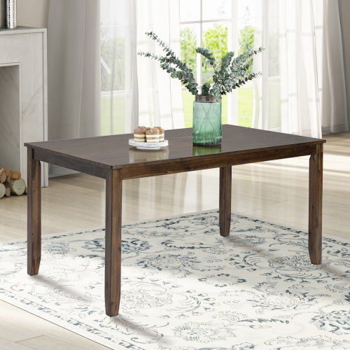 45.5 Inch Walnut Rectangular Wooden Dining Table, Solid Wood Frame MDF Veneer 4-Seater Kitchen Table
