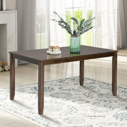 45.5 Inch Walnut Rectangular Wooden Dining Table, Solid Wood Frame MDF Veneer 4-Seater Kitchen Table