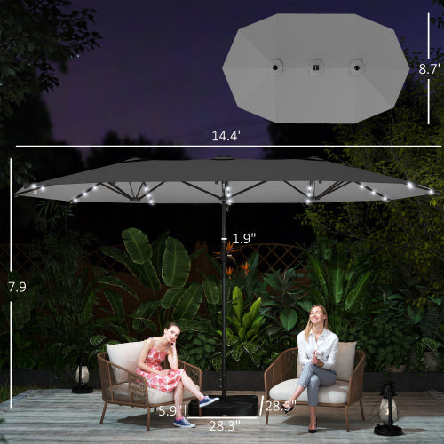 Easy to Use Double-Sided Parasol with Base,Patio Parasol with LED Solar Lights,Parasol Double-Sided Sun Umbrella