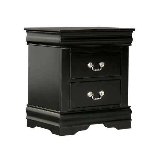 Black Transitional Nightstand with Dovetail Drawers