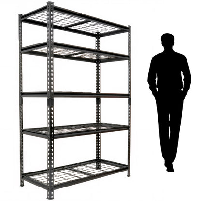 5 Tier Heavy Duty Storage Shelves Garage Shelving 2250 lb Load Boltless Assembly Black