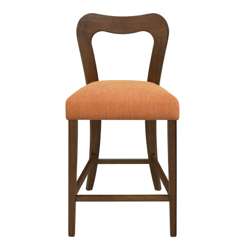 Rubberwood Counter Stools with Upholstered Seats, Set of 2, Caramel/Walnut