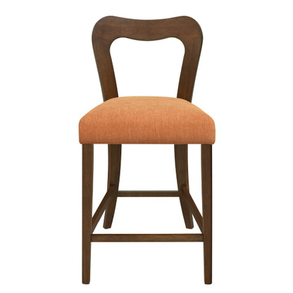 Rubberwood Counter Stools with Upholstered Seats, Set of 2, Caramel/Walnut