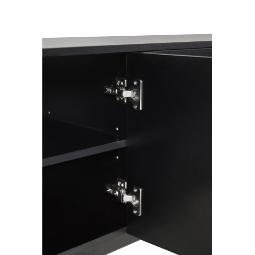 Modern 78 Inch TV Stand with Arch Cabinets Black Media Console