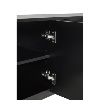 Modern 78 Inch TV Stand with Arch Cabinets Black Media Console
