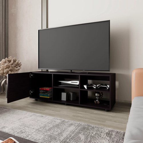 Wengue 51 inch TV Stand with Door and Open Shelf Storage